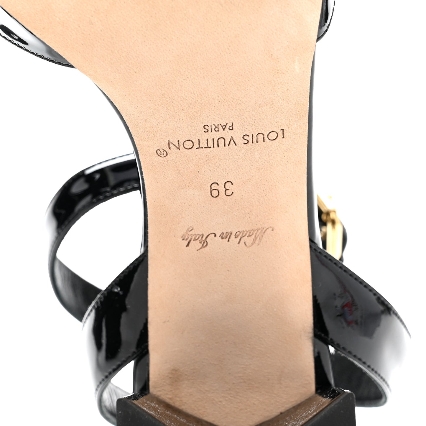 Patent Calfskin Shake Sandals 39 Black