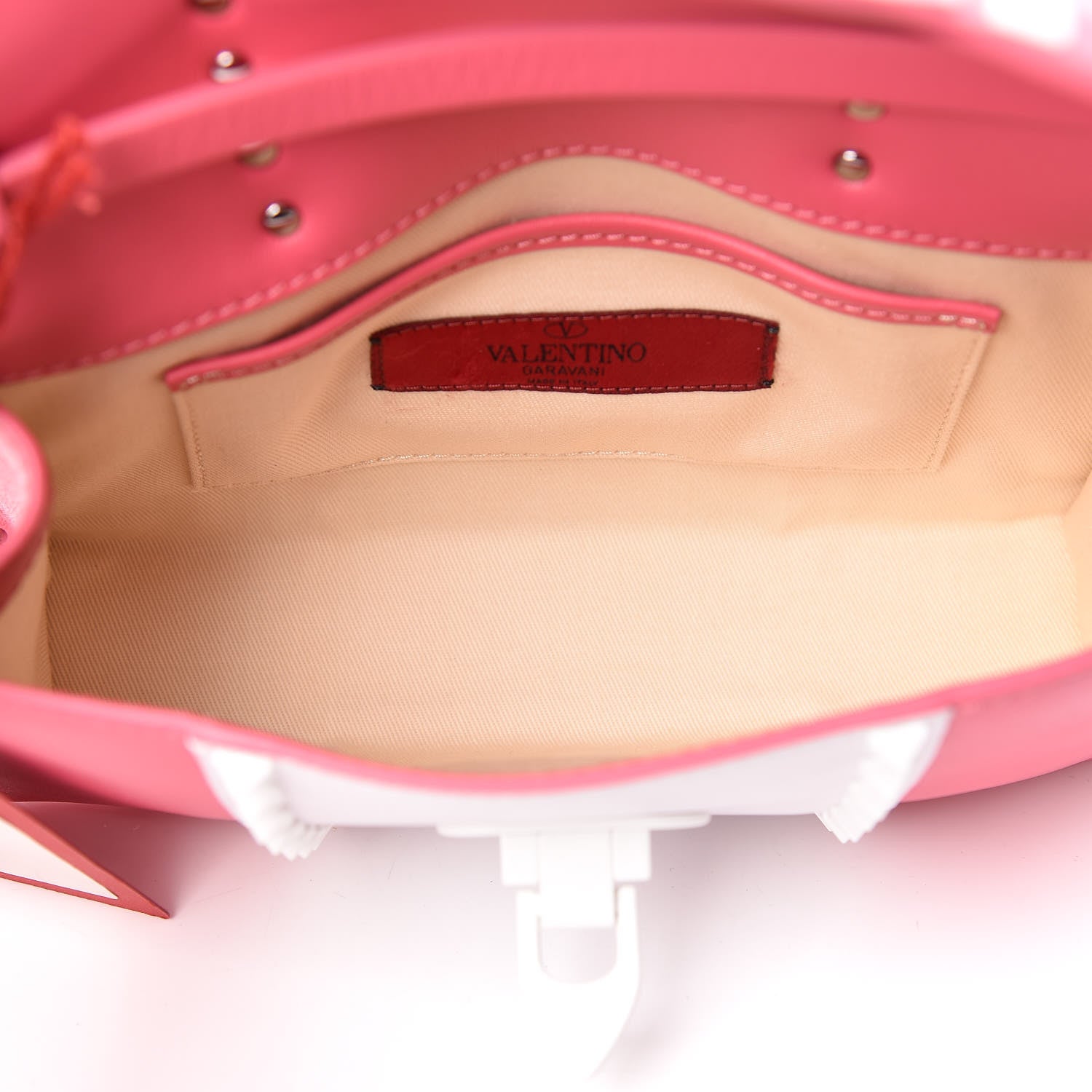 Valentino Garavani Vitello Colorblock Medium Free Rockstud Flip Lock Crossbody Bag Shadow Pink Optic White 7 of 10