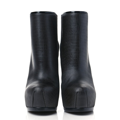 Saint Laurent Calfskin Lizard Embossed Tribtoo 105 Platform Booties 38 Black 2 of 8