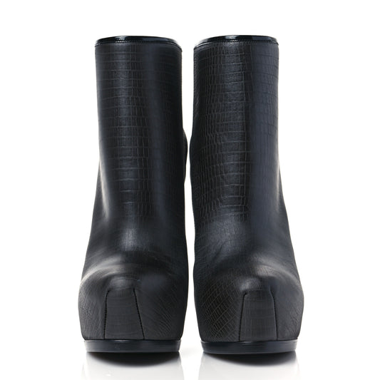 Calfskin Lizard Embossed Tribtoo 105 Platform Booties 38 Black