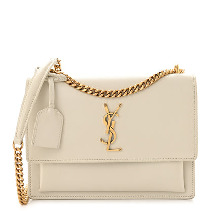 Saint Laurent Smooth Calfskin Medium Monogram Sunset Satchel Blanc Vintage 1 of 15