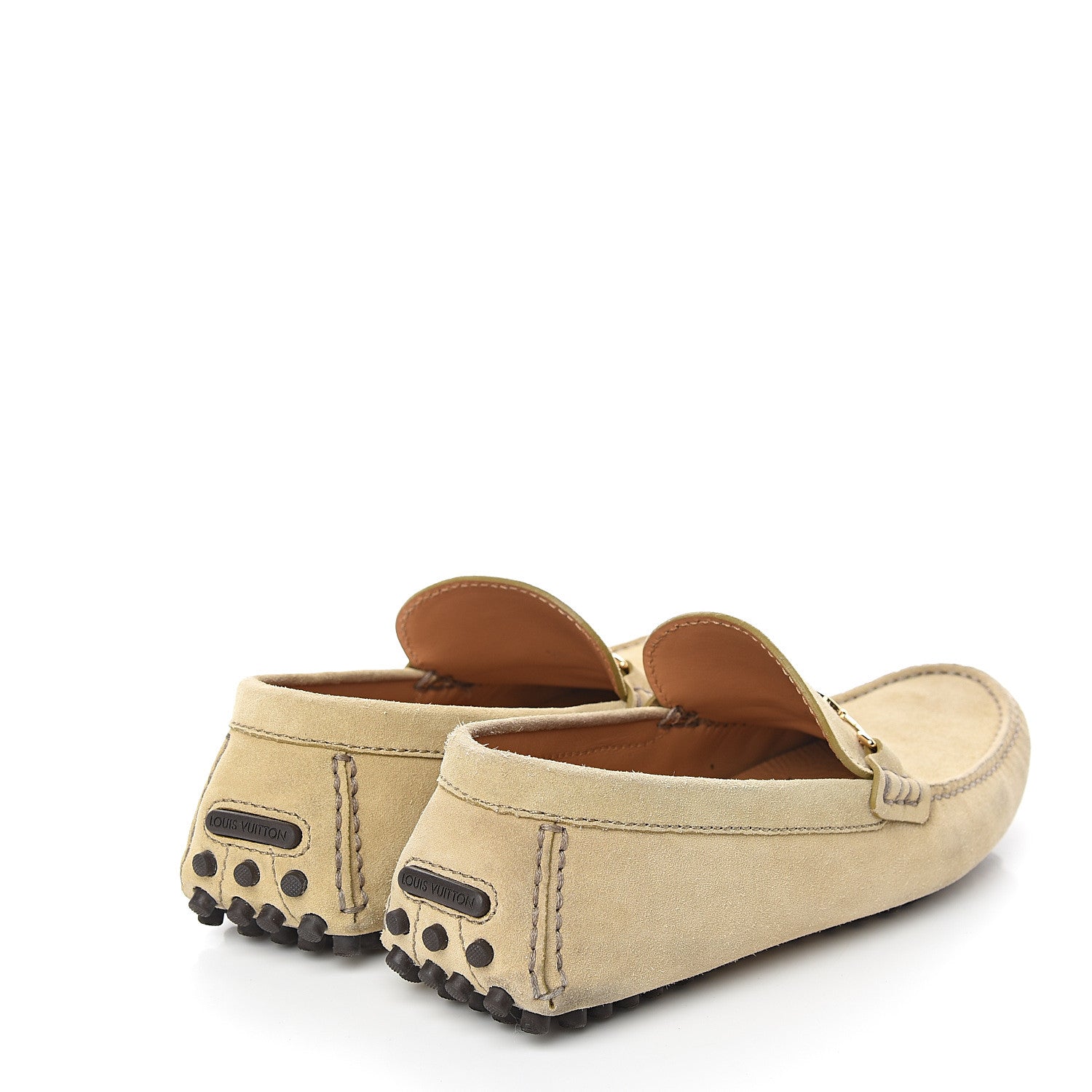 Louis Vuitton Suede Calfskin LV Porto Vecchio Moccasin Loafers 6.5 Beige 4 of 9