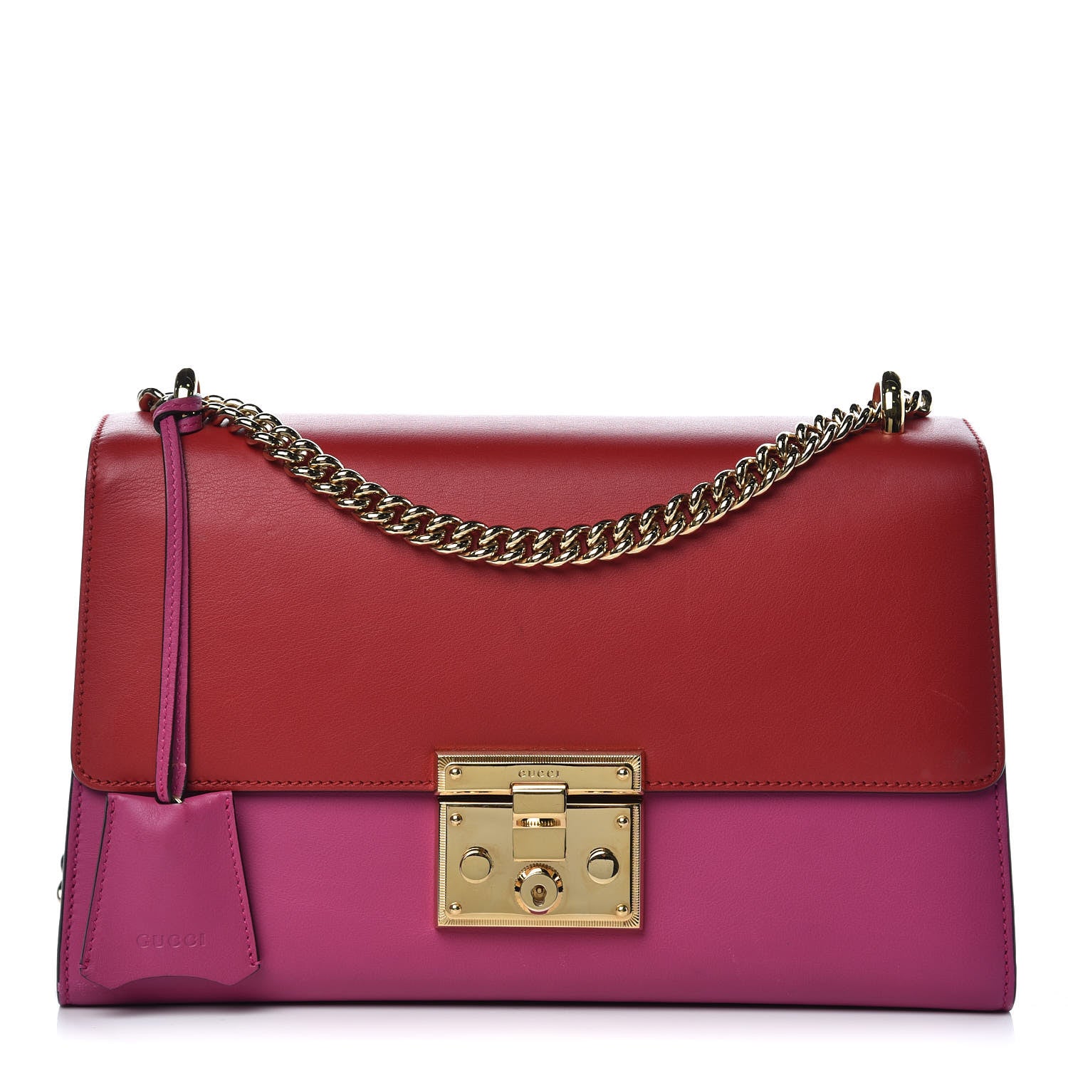 Gucci Moon Calfskin Bi-Color Medium Padlock Shoulder Bag New Rosette Hibiscus Red 1 of 13