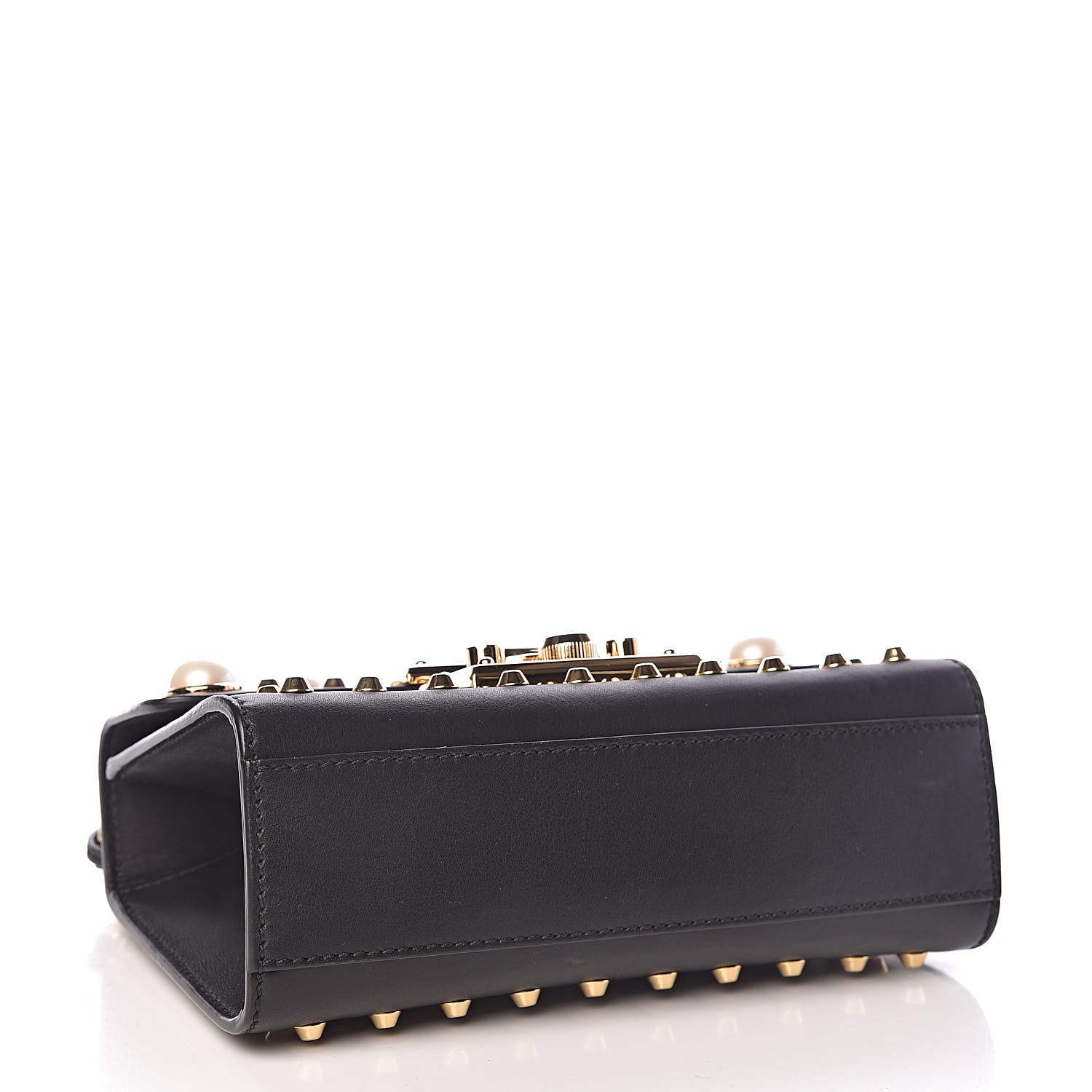 Gucci Calfskin Studded Small Padlock Shoulder Bag Black 4 of 10