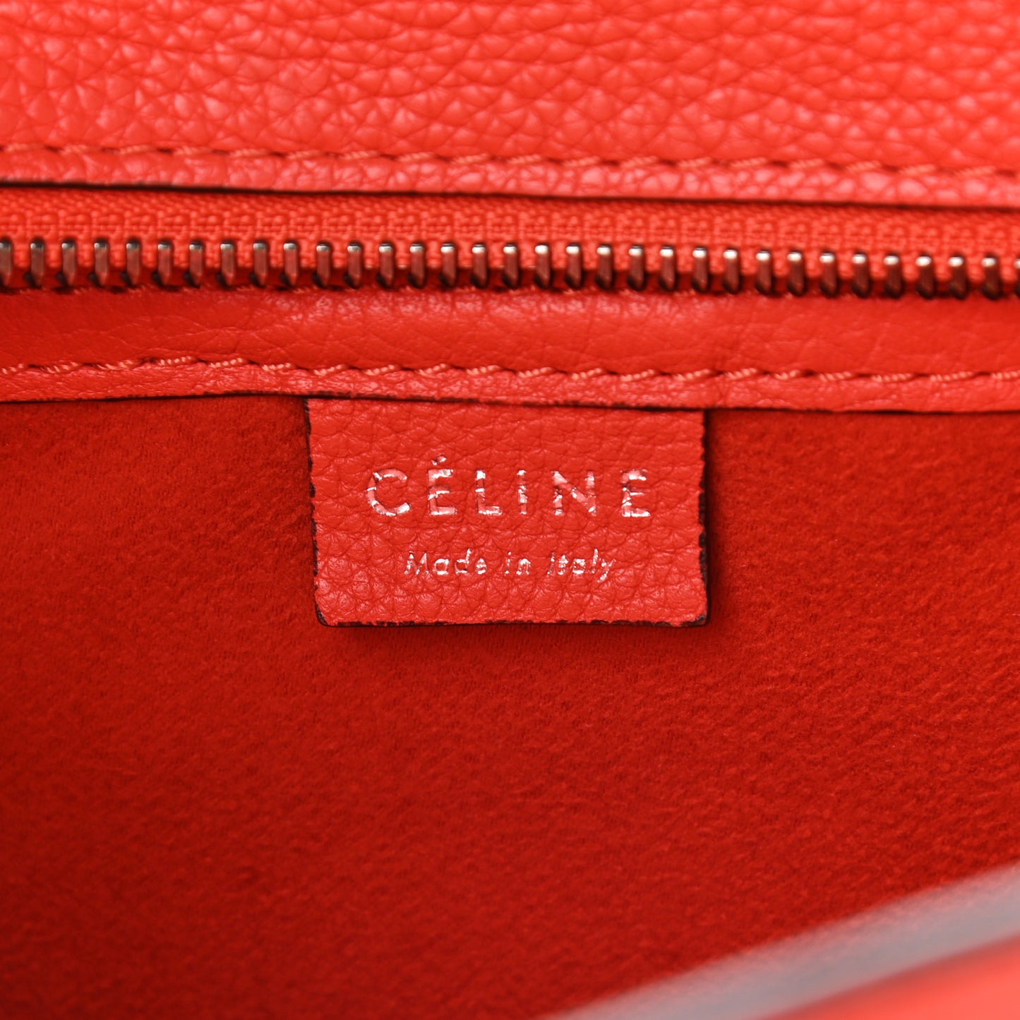 Drummed Calfskin Nano Luggage Vermillion