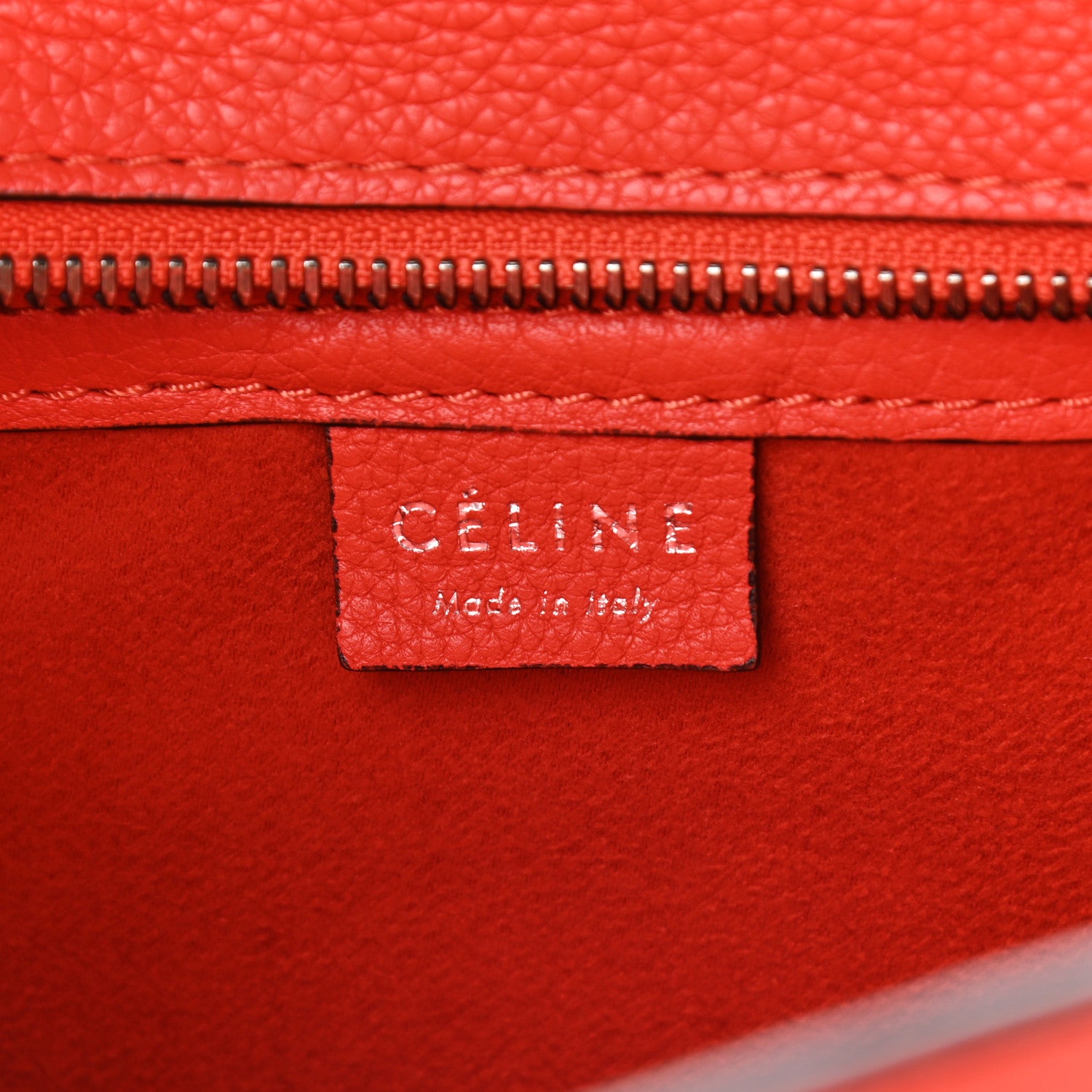 Celine Drummed Calfskin Nano Luggage Vermillion 6 of 11