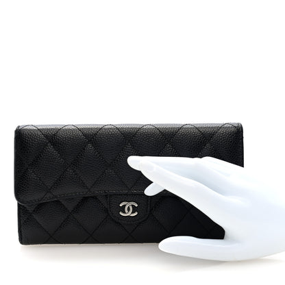 Chanel Caviar Quilted Large Gusset Flap Wallet Black 2 of 7