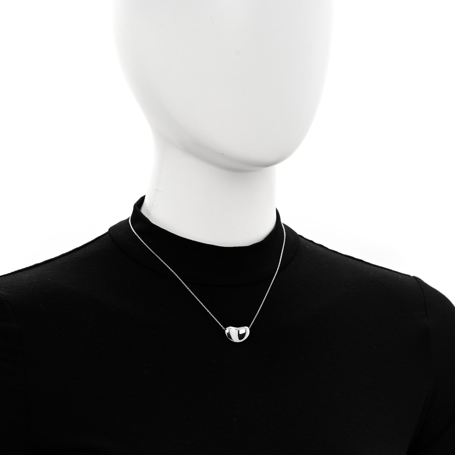 Tiffany Sterling Silver 19mm Elsa Peretti Bean Pendant Necklace 2 of 5