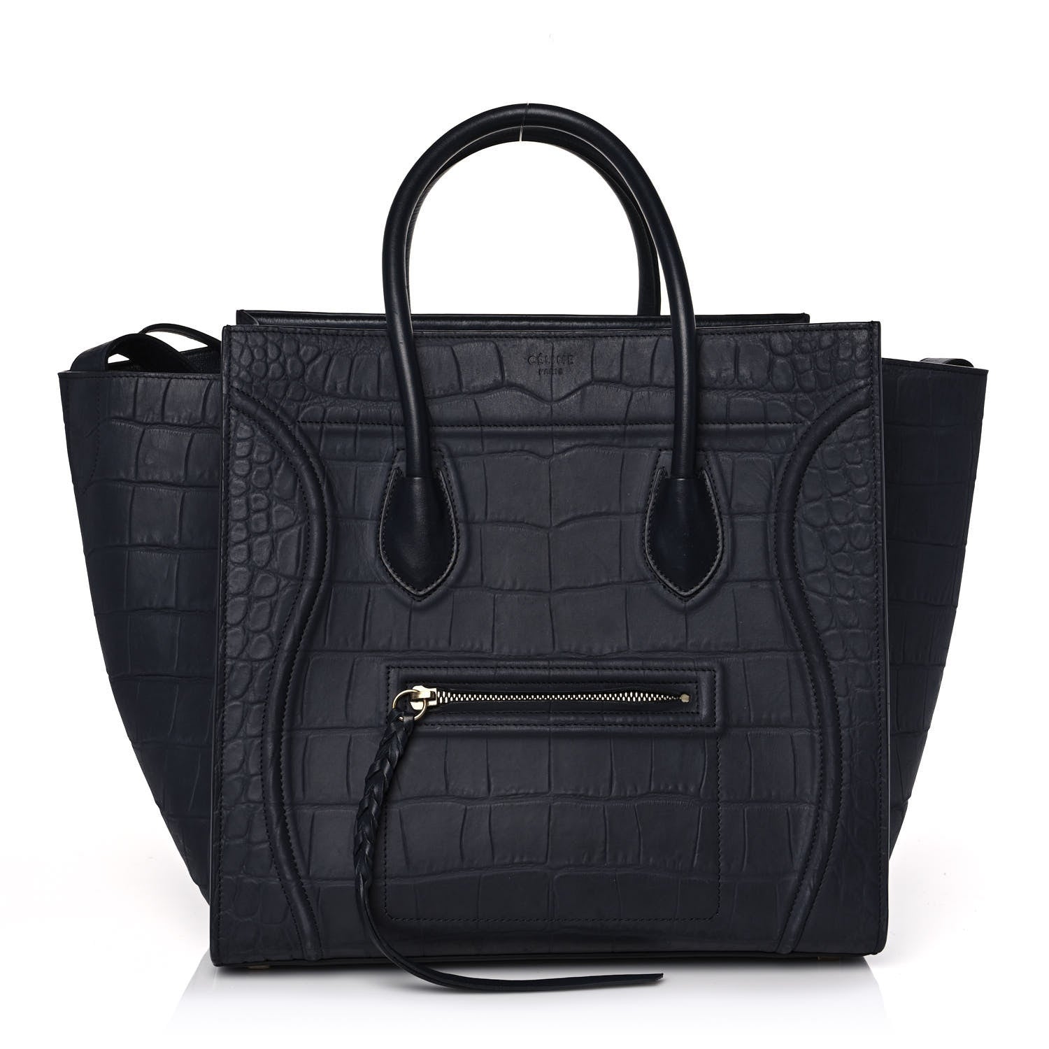 Celine Crocodile Embossed Calfskin Medium Phantom Luggage Navy Blue 1 of 11