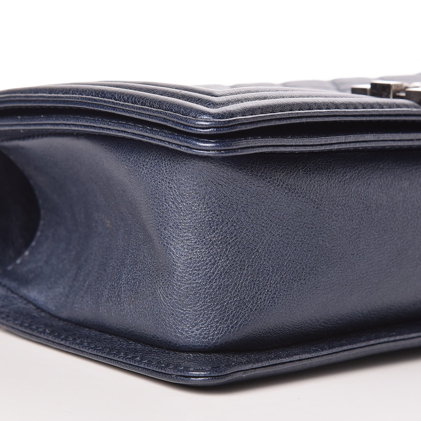 Metallic Calfskin Quilted Medium Boy Flap Blue