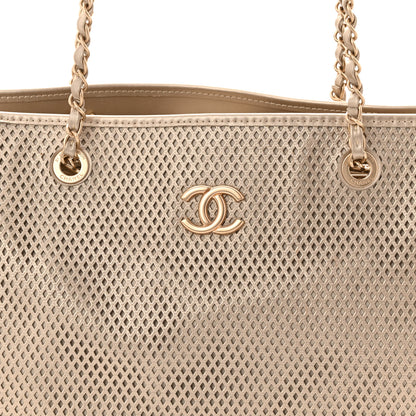 Chanel Metallic Calfskin Perforated Up In The Air Tote Light Gold 8 of 11