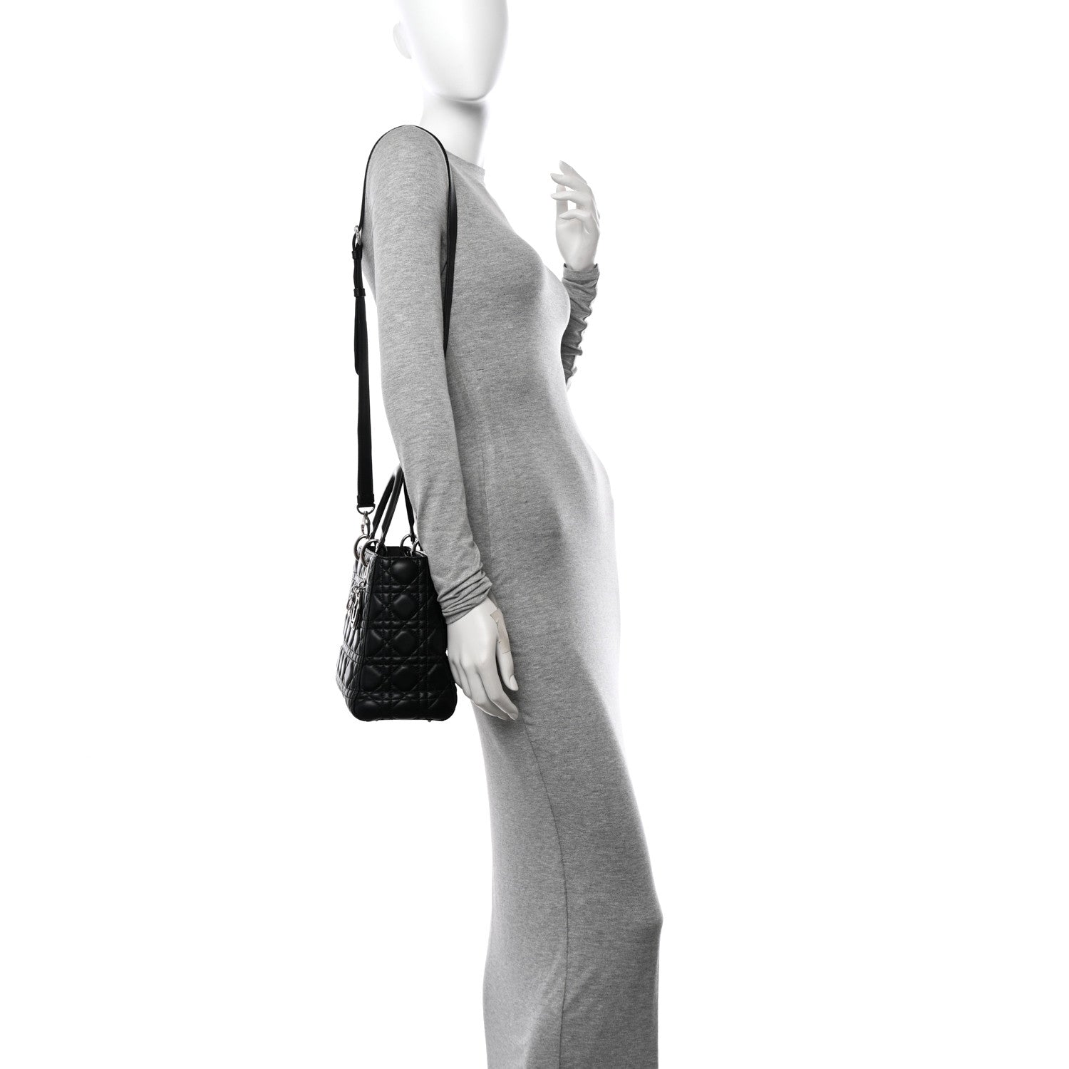 Christian Dior Lambskin Cannage Medium Lady Dior Black 2 of 10