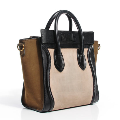 Celine Nubuck Smooth Calfskin Nano Tri-Color Luggage Beige 3 of 8