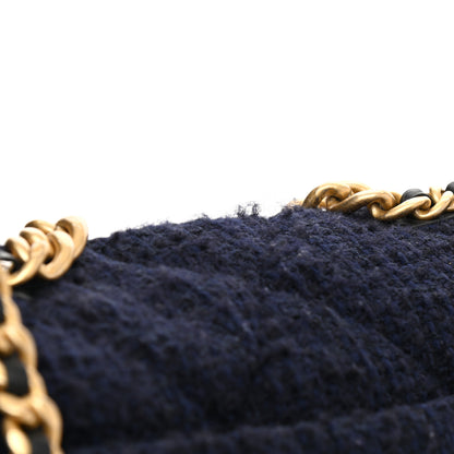 Chanel Tweed Quilted Maxi Chanel 19 Flap Navy 9 of 10