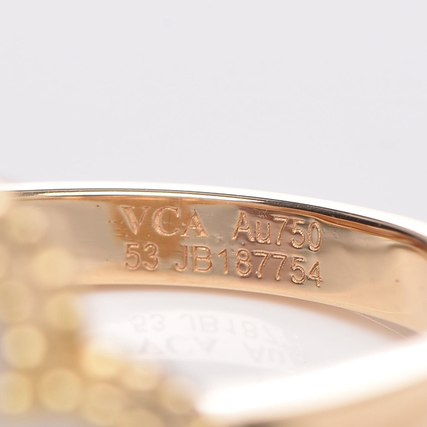 18K Yellow Gold Diamond Mother of Pearl Vintage Alhambra Ring 53 6.75
