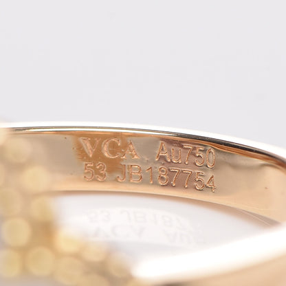 Van Cleef & Arpels 18K Yellow Gold Diamond Mother of Pearl Vintage Alhambra Ring 53 6.75 6 of 7
