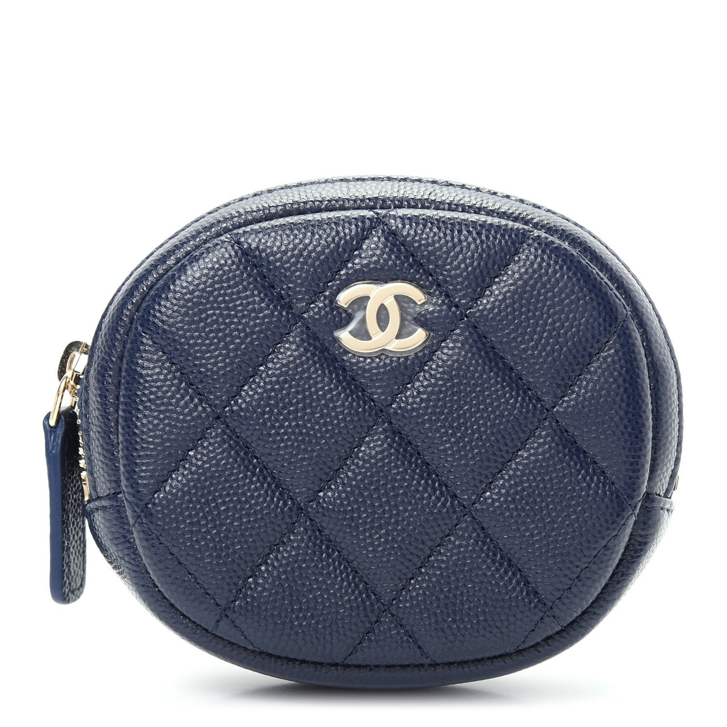 Caviar Quilted Zip Around Classic Coin Purse Navy Blue