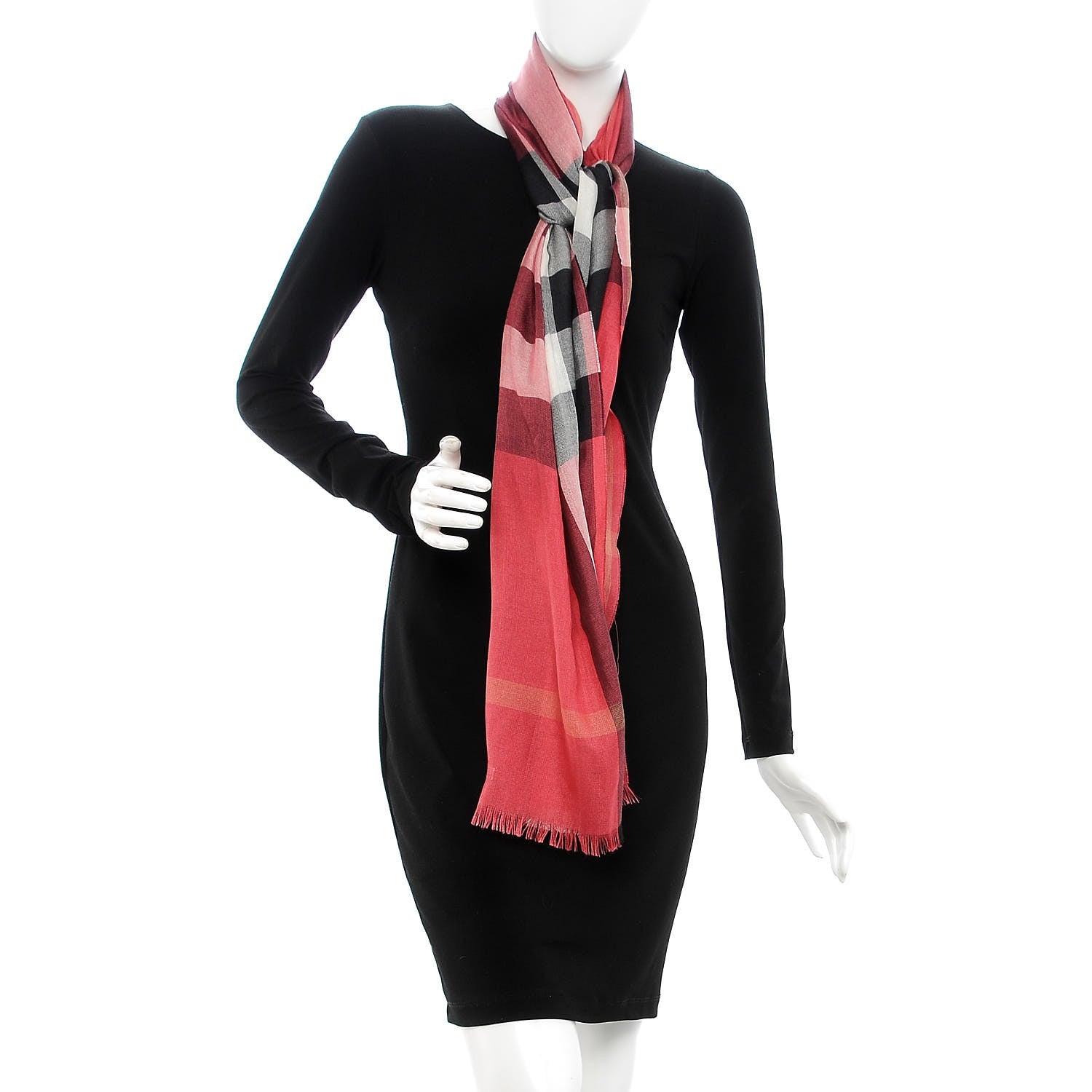 Burberry Silk Cashmere Half Mega Check Scarf Bright Rose 2 of 5