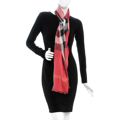 Burberry Silk Cashmere Half Mega Check Scarf Bright Rose 2 of 5