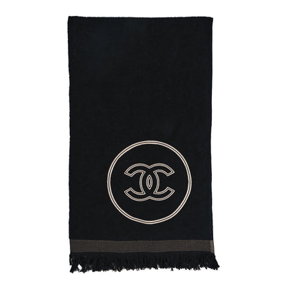 Chanel Terry Cotton CC Beach Towel Black 1 of 3