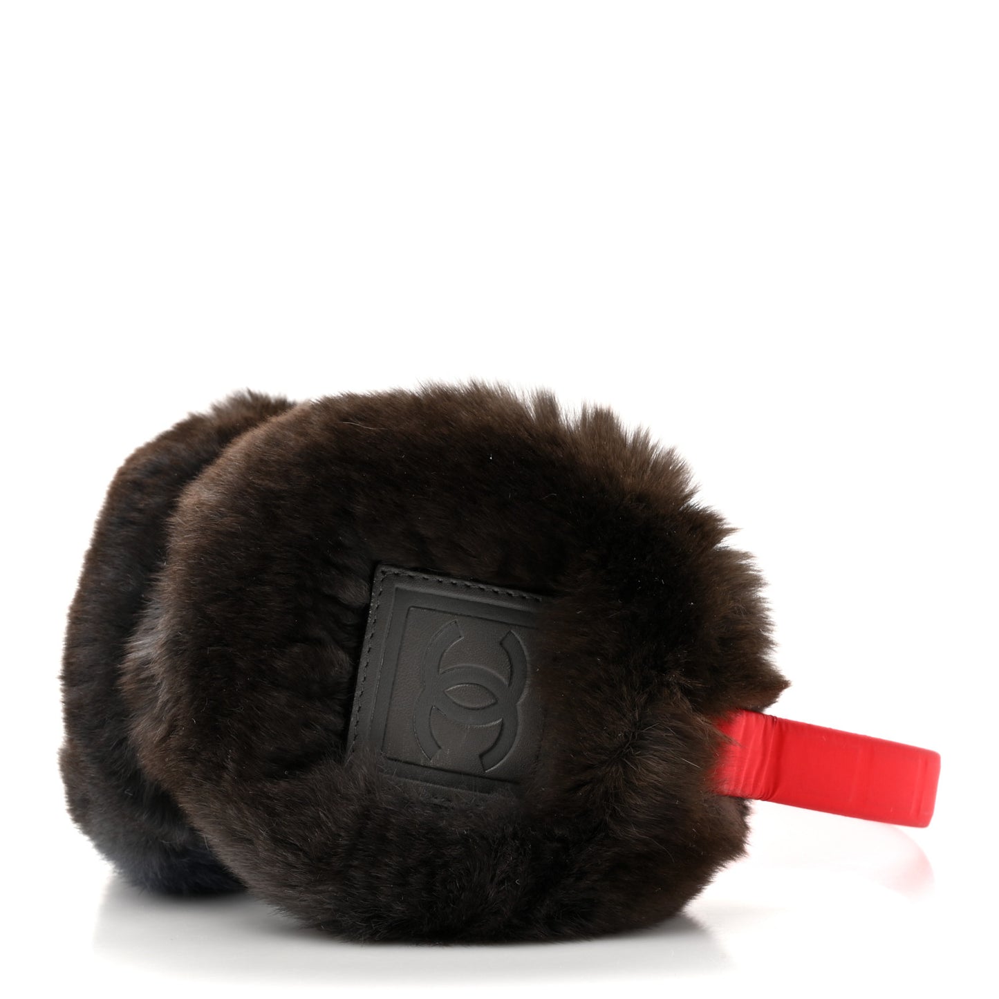 Rabbit Fur CC Ear Muffs Dark Brown Red
