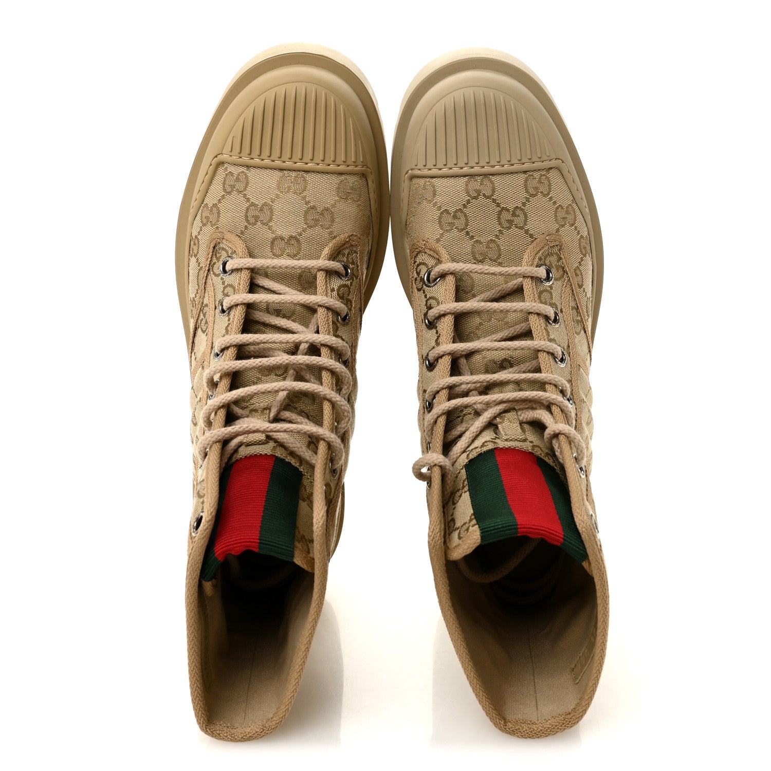 Gucci GG Monogram Web Mens Lug Sole Ankle Boots 8.5 New Sand 2 of 10
