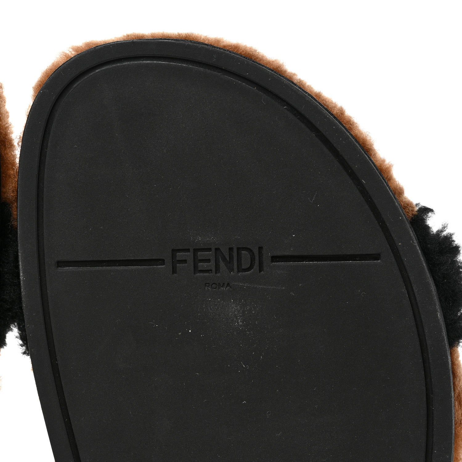 Fendi Shearling FF Fendi Feel Sandals 38.5 Tobacco Black 7 of 8