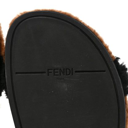 Fendi Shearling FF Fendi Feel Sandals 38.5 Tobacco Black 7 of 8