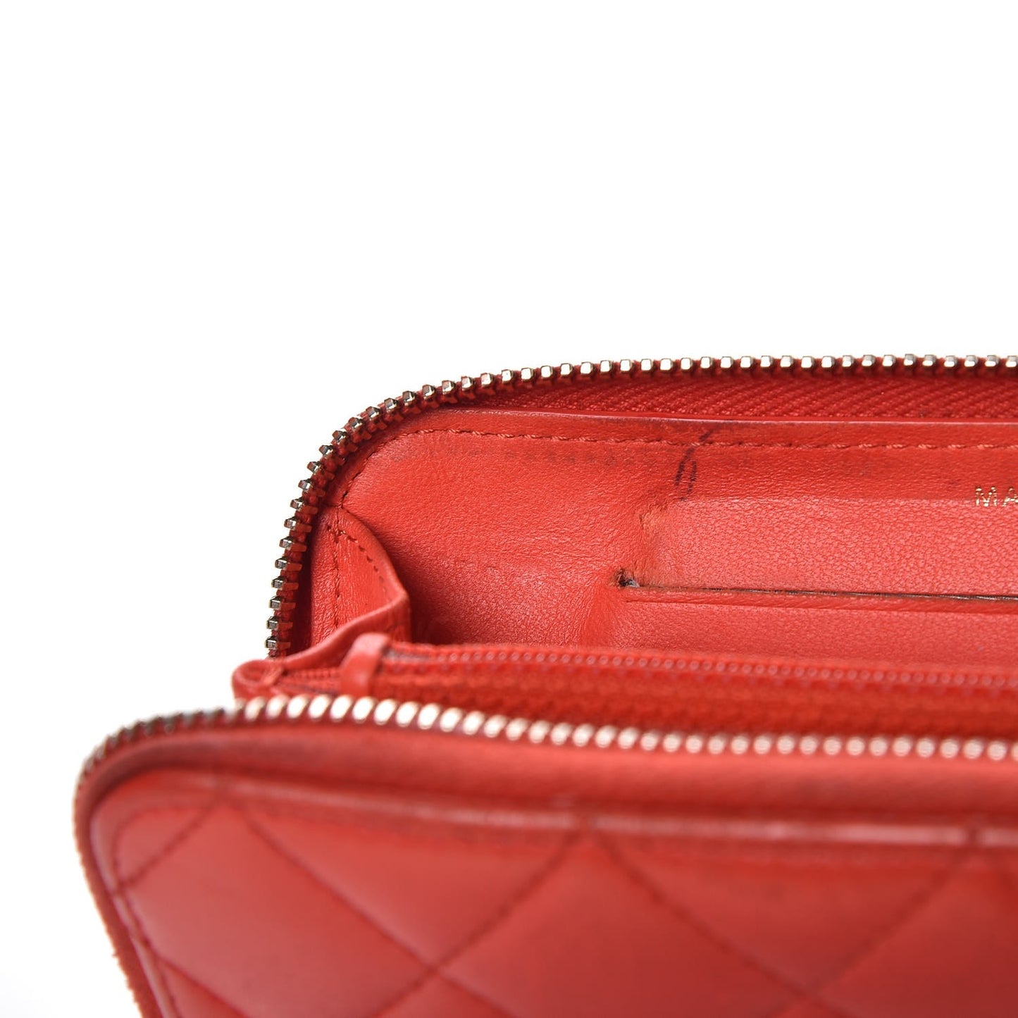 Lambskin Quilted Small Zip Around Wallet Red