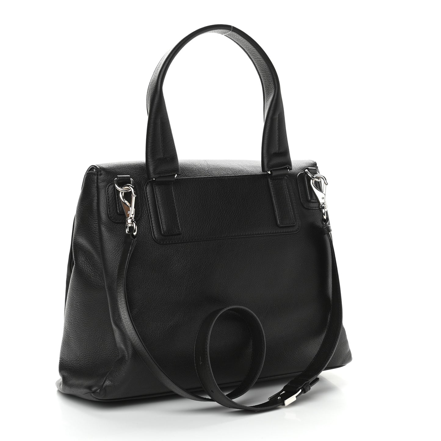 Grained Calfskin Medium Pandora Pure Flap Bag Black
