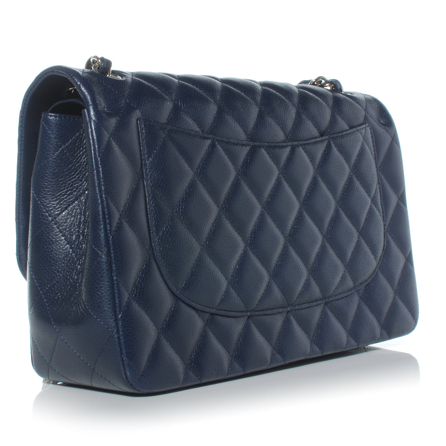Caviar Jumbo Double Flap Navy Blue