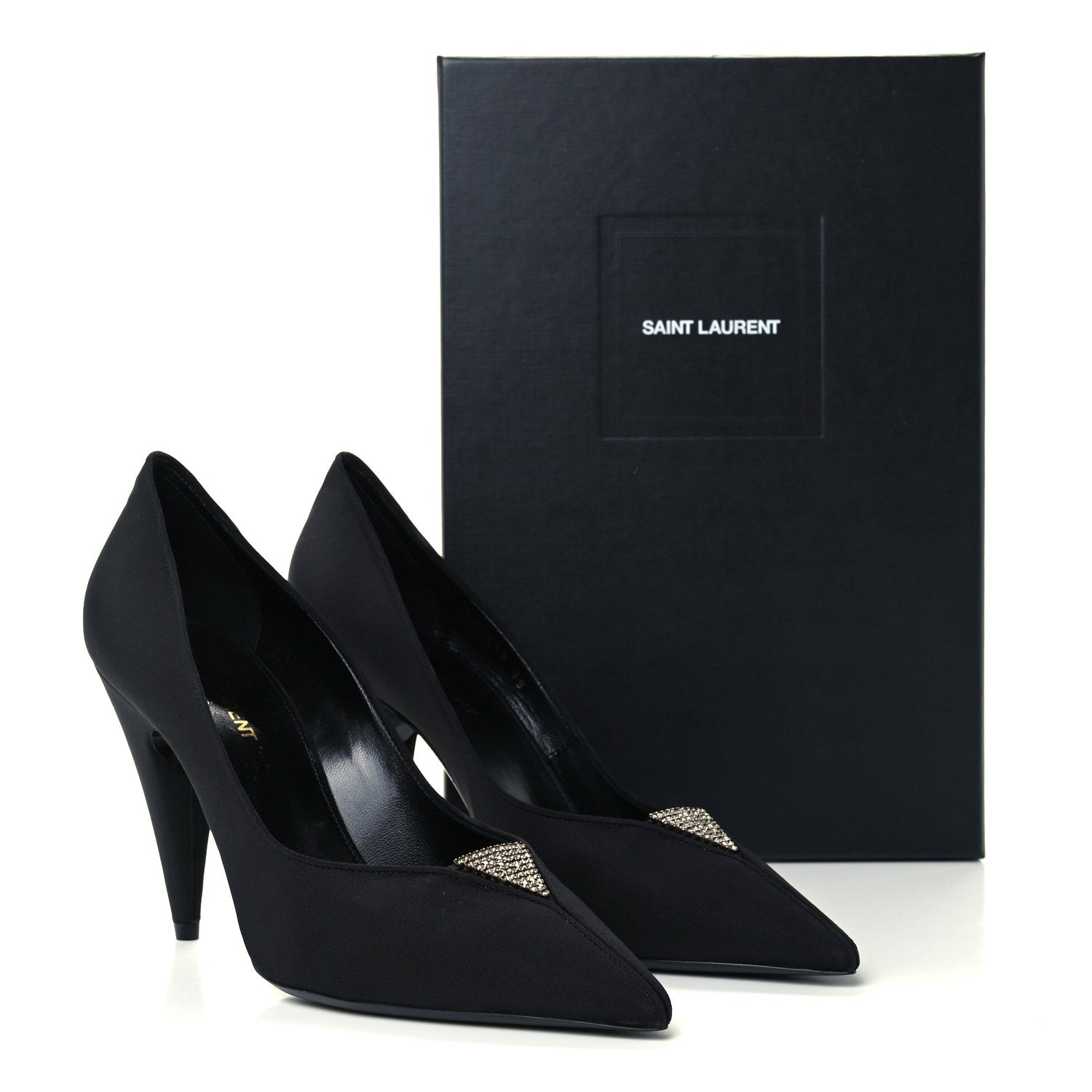 Saint Laurent Crystal Embellished Faille Paris 95 Pumps 38 Black 11 of 11