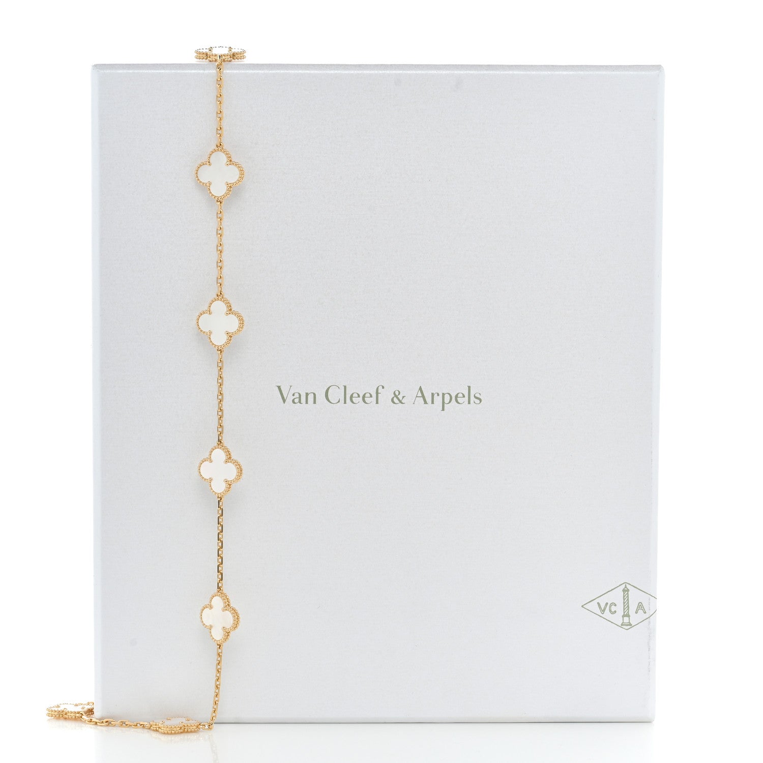 Van Cleef & Arpels 18K Yellow Gold Mother of Pearl 10 Motifs Vintage Alhambra Necklace 6 of 6