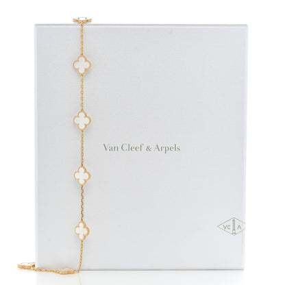 Van Cleef & Arpels 18K Yellow Gold Mother of Pearl 10 Motifs Vintage Alhambra Necklace 6 of 6