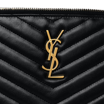 Saint Laurent Calfskin Matelasse Chevron Monogram A5 Wristlet Black 8 of 11