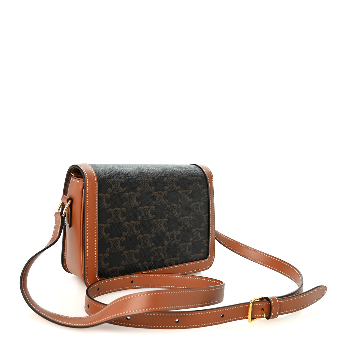 Calfskin Triomphe Canvas Teen Triomphe Bag Tan