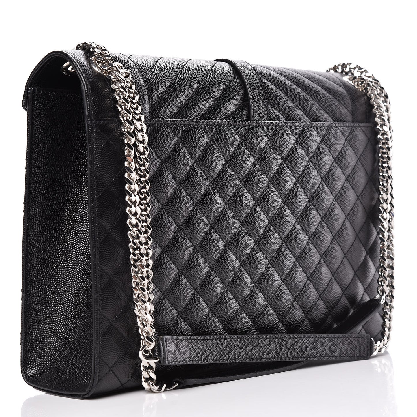 Grain De Poudre Textured Mixed Matelasse Large Triquilt Monogram Satchel Black