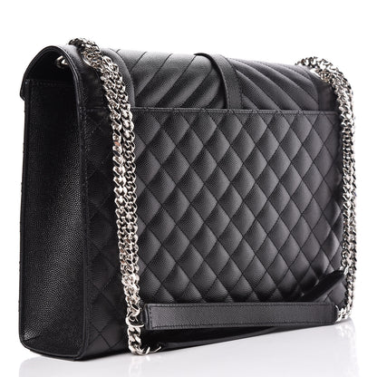 Saint Laurent Grain De Poudre Textured Mixed Matelasse Large Triquilt Monogram Satchel Black 3 of 11