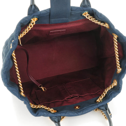 Chanel Iridescent Caviar Quilted Globe Trotter Shopping Tote Navy Blue 5 of 8