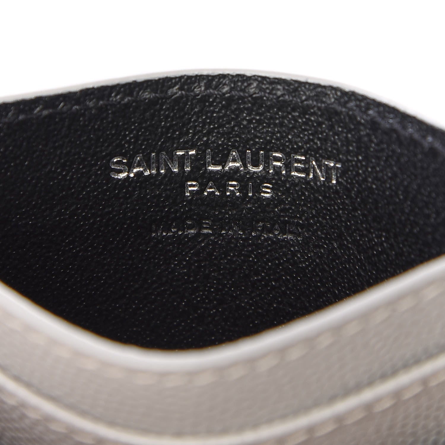 Saint Laurent Grain De Poudre Matelasse Chevron Card Case Granite 4 of 7