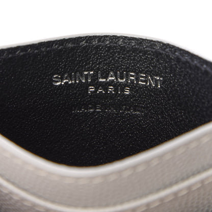 Saint Laurent Grain De Poudre Matelasse Chevron Card Case Granite 4 of 7
