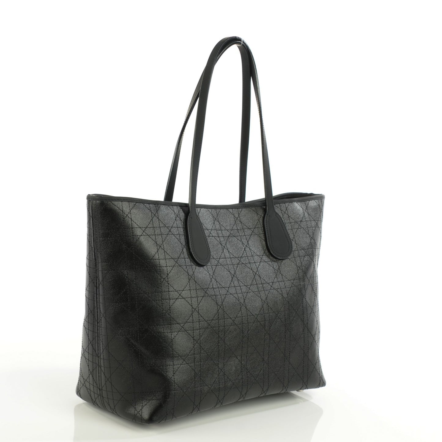 Coated Canvas Cannage Panarea Shopping Tote Black