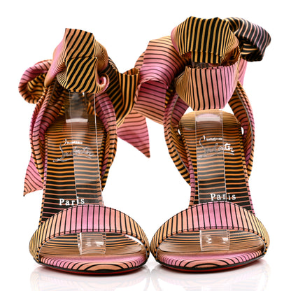 Christian Louboutin Satin Sandale Du Desert Stripe 100 Sandal 39.5 Pink Orange Multi 2 of 8