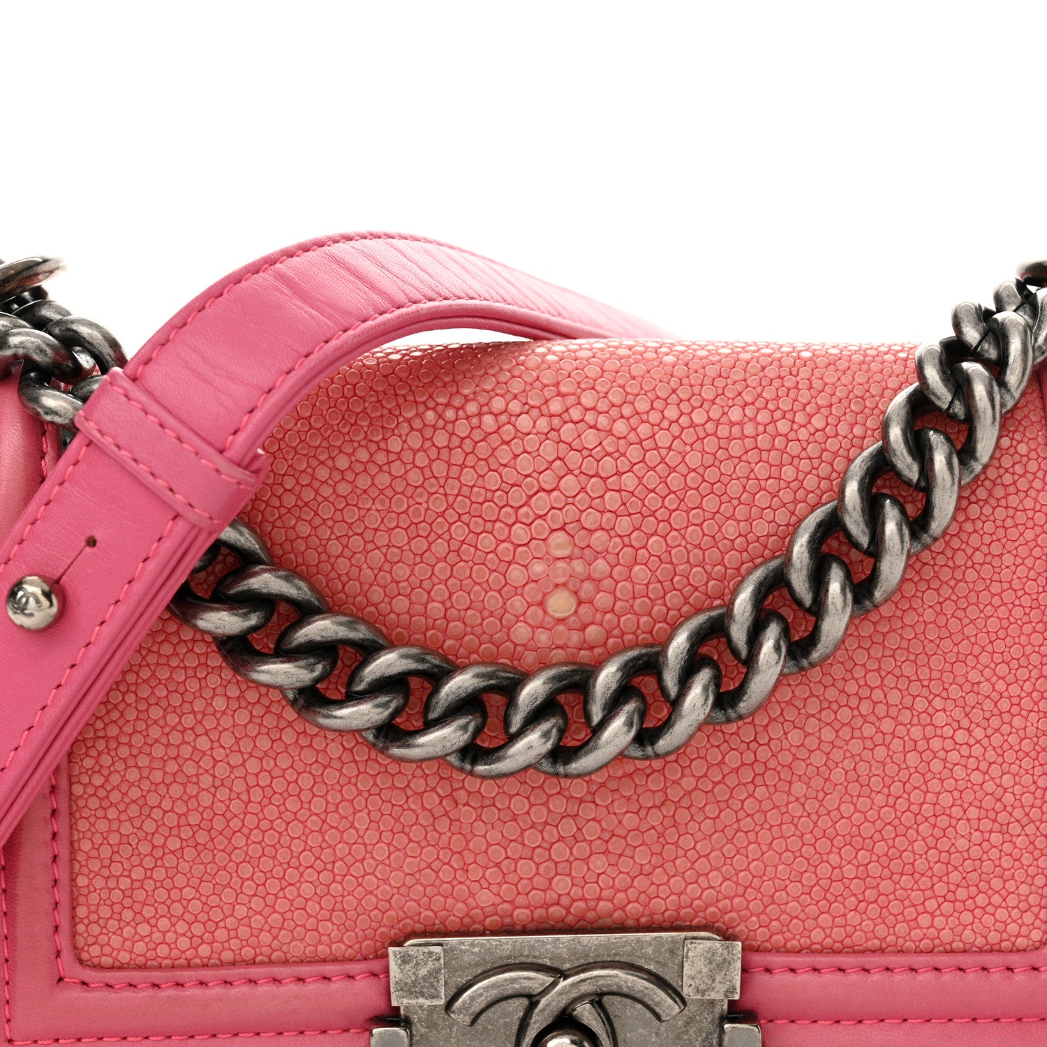 Chanel Galuchat Stingray Small Boy Flap Pink 8 of 14