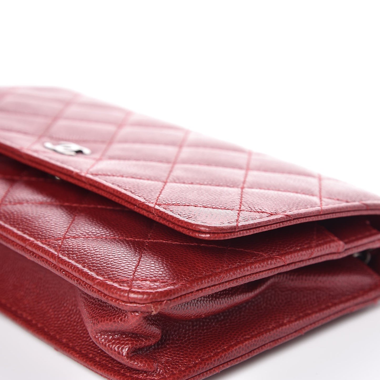 Caviar Quilted Wallet on Chain WOC Red