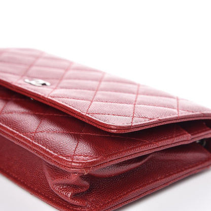 Chanel Caviar Quilted Wallet on Chain WOC Red 17 of 18