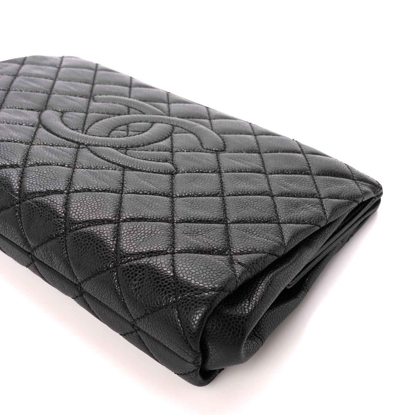 Caviar Quilted CC Beauty Clutch Black
