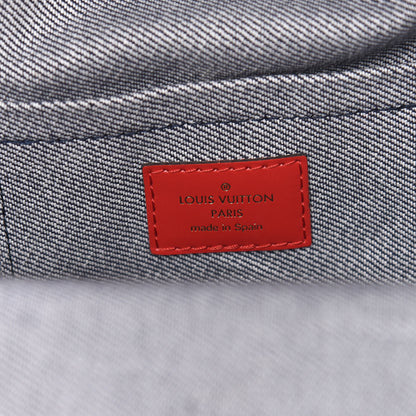 Louis Vuitton Denim Damier Monogram Patchwork Palm Springs Backpack Mini Blue Rouge 6 of 9