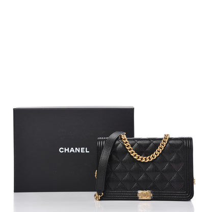 Chanel Caviar Quilted Boy Wallet On Chain WOC Black 12 of 12