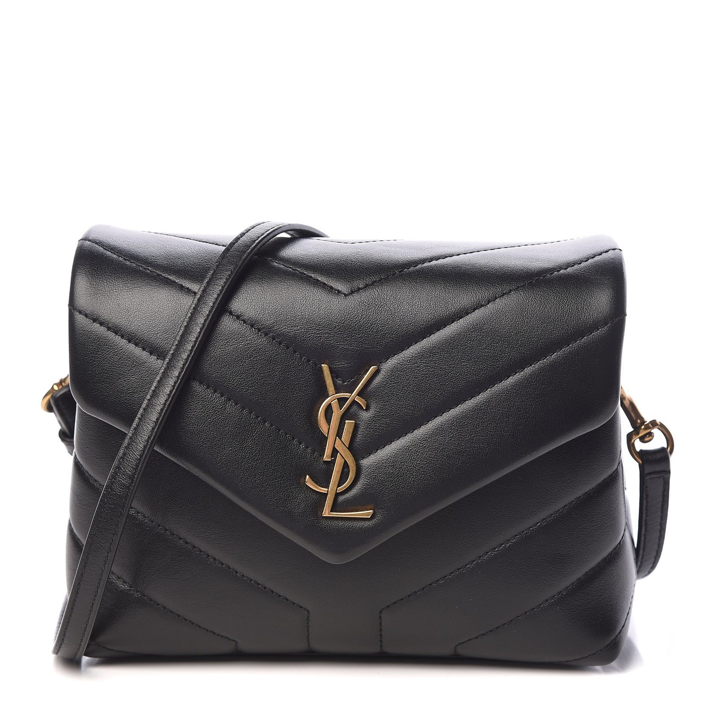 Calfskin Y Quilted Monogram Toy Loulou Crossbody Bag Black